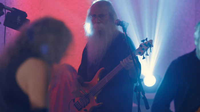 Bass performance during a live studio recording