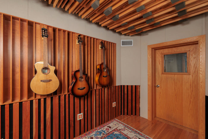 Guitars in the acoustically treated isolation room