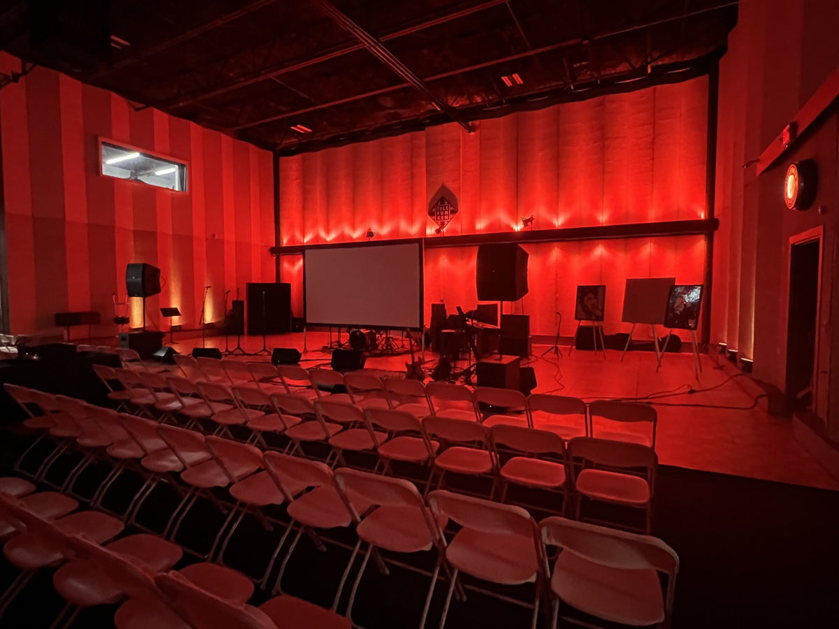 Soundstage seating and lighting for a live event